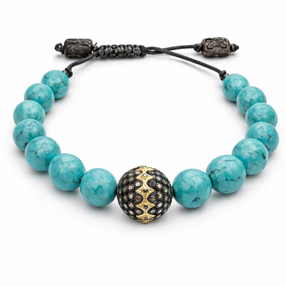 Armenta Diamond Magnesite Bead Bracelet • Mixed Metal Old World Pull Cord NWOT - Picture 2 of 10
